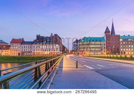 Malmo cityscape in the evening, Skane, Sweden