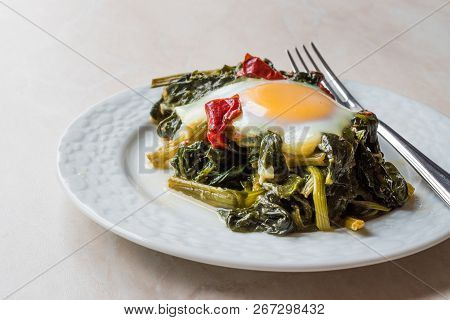 Turkish Food Spinach With Egg