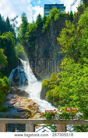 Gasteiner Ache Creating The Bad Gastein Waterfall, Pongau, Salzburg, Austria
