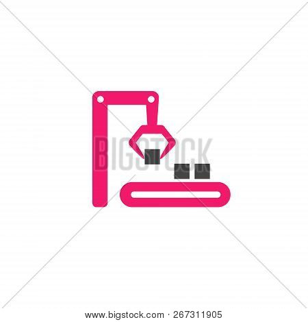 Vector Manufacturing Infographic Template. Color Robot Automation Icon Design For Your Illustration 