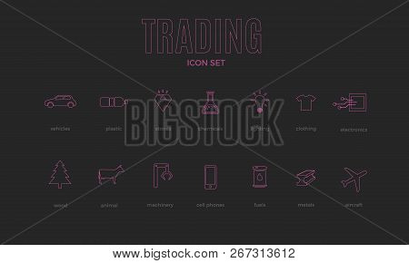 Vector Trading Infographic Template. Color Icon Set Design For Your Illustration Or Firm Presentatio