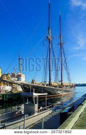 Halifax, Canada - September 23, 2018: The Bluenose Ii Fishing Schooner, With Locals And Visitors, In