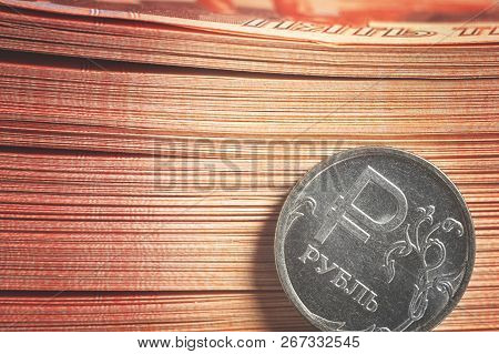 Million Russian Rubles. The Concept Of Wealth, Profits, Business And Finance. Stack Money In The Fiv