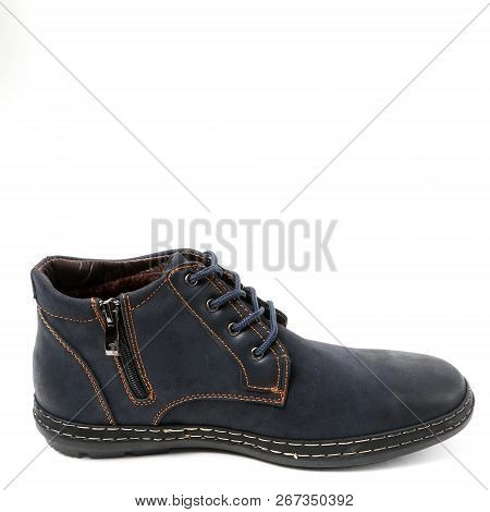 Stylish Causal Man Shoe On White Background.