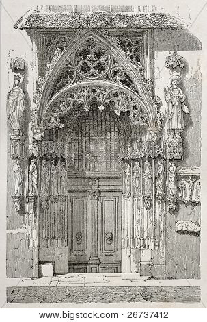 Staré ilustrace ženatý dveře (Braulthur) v kostele St. Sebaldus, Norimberk, Německo. Původní, c