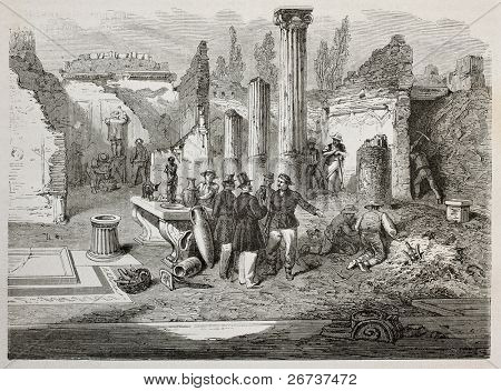 ภาพเก่าของผู้กำกับ Giuseppe Fiorelli ควบคุม Pompei ขุด สร้าง โดย Bayard, aft