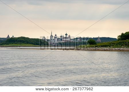 View On Solovetsky Monastery From The Bay Of Well-being, Russia. Solovetsky Monastery Is On The Unes