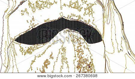 An Islamic Lady With Headwear As A Line Drawing