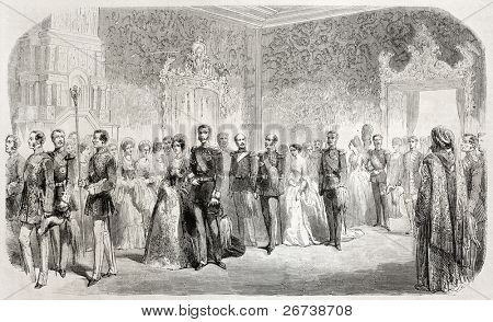Storfurste Michael Nicolaevich av Ryssland engagemang med Pincess Cecily av Baden i Peterhof palatset,