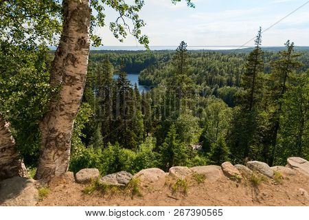 View Of The Island Of Anzersky And The White Sea From Mount Calvary On Anzersky Island, Solovki Isla