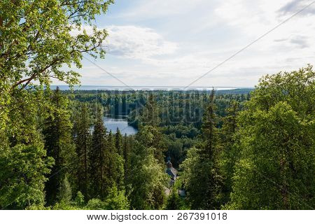 View Of The Island Of Anzersky And The White Sea From Mount Calvary On Anzersky Island, Solovki Isla