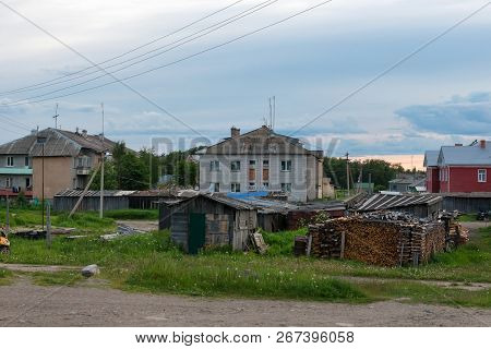 Island Solovki, Russia - June 26, 2018: View Of Houses In The Village Of Solovki On A Polar Summer D