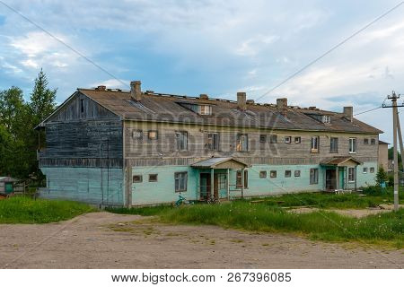 Island Solovki, Russia - June 26, 2018: View Of Houses In The Village Of Solovki On A Polar Summer D