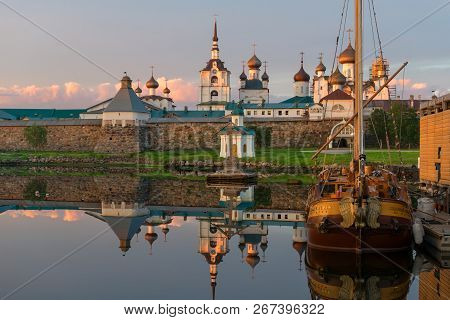 Island Solovki, Russia - June 26, 2018: The Yacht 