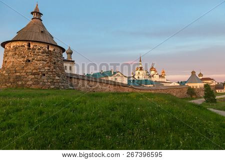 View On Solovetsky Monastery From The Bay Of Well-being, Russia. Solovetsky Monastery Is On The Unes