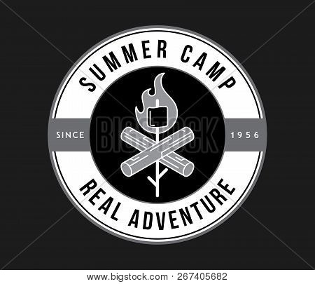 Outdoor Summer Camp Adventure White On Black Is A Vector Illustration About Real Exploration