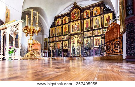 Torzhok, Russia - July 8, 2018:orthodox Iconostasis Inside The Church Of The Presentation Of The Ble