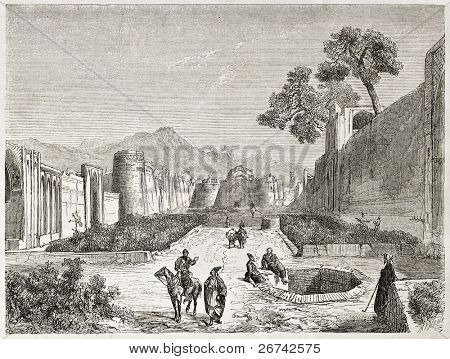 Kaszan stary widok, Persji. Autor: Laurens, opublikowane na Le Tour du Monde, Paryż, 1860