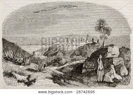 Miliana vecchio vista, Algeria. Di autore non identificato, pubblicato su Magasin Pittoresque, Parigi, 1840