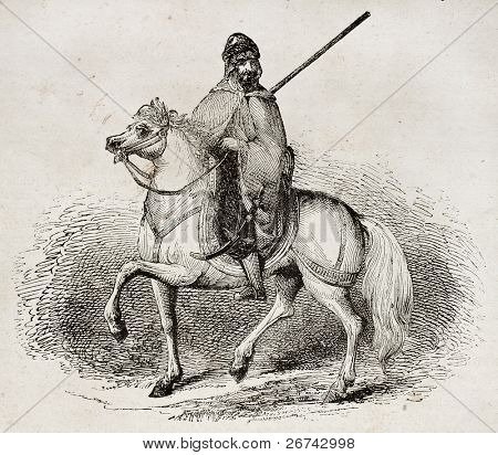 Arabiske ridder gamle illustration. Af uidentificerede forfatteren, udgivet på Magasin Pittoresque, Paris, 1840
