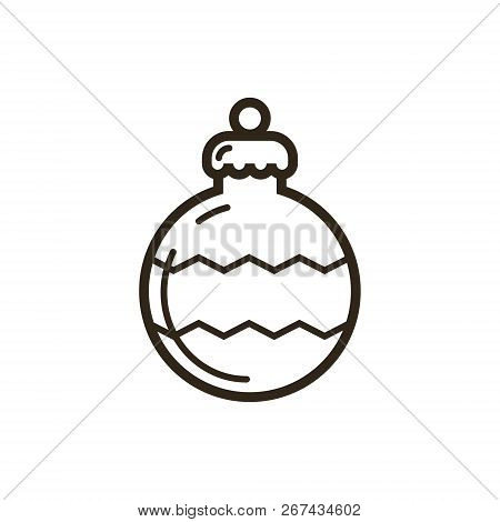 Black And White Simple Vector Line Art Christmas Ornament Icon