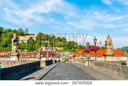 Alte Mainbrucke, The Old Bridge Across The Main River In Wurzburg - Bavaria, Germany