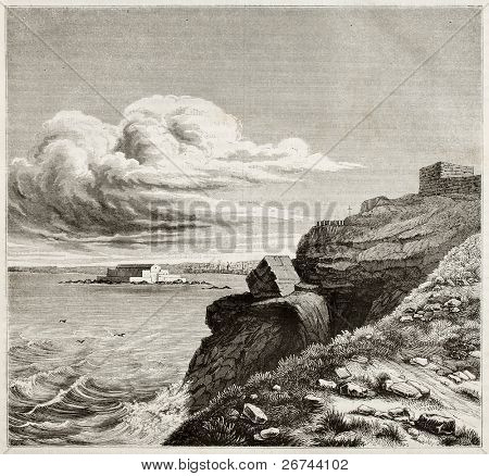 Túmulo de François-René de Chateaubriand, em frente ao mar em ser grande, perto de Saint-Malo, França. Por uni