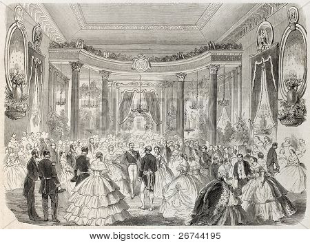 Kejsar Napoleon III och kejsarinnan på Grand bollen av hertigen av Bunrgundy i Dijon. Skapad av Godef
