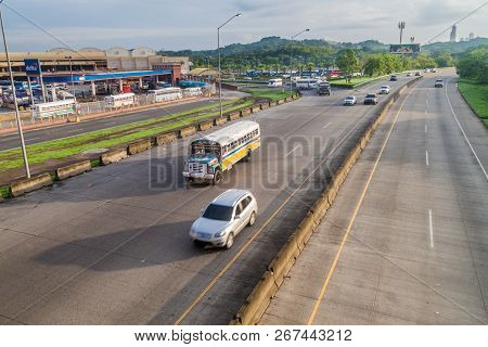 Panama City, Panama - May 27, 2016: Corredor Norte Road In Panama City.