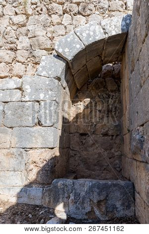 Inner Courtyard Of Nimrod Fortress Located In Upper Galilee In Northern Israel On The Border With Le