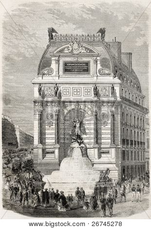 Einweihung des Saint Michel Brunnen in Boulevard de Sebastopol. erstellt von Fichot, veröffentlicht am l'