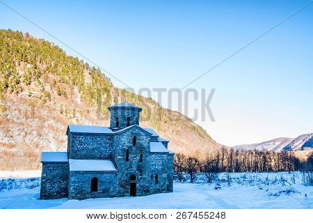 Central Medieval Church In Arkhyz In Winter