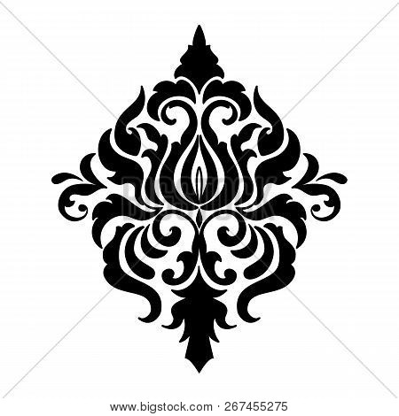 Vector Damask Element. Isolated Damask Central Illistration. Classical Luxury Old Fashioned Damask O