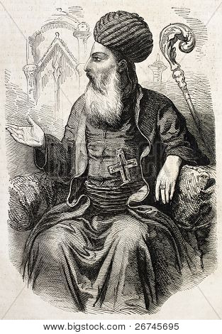 Libanon Patriarch alten gravierte Porträt. erstellt von Würmern, veröffentlicht am l ' Illustration, Buch.-Blatt univ