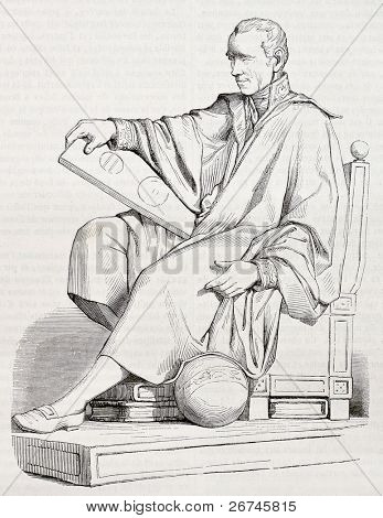 Pierre Simon Laplace Statue alte Illustration, französischer Mathematiker und Astronom. erstellt von gstaal