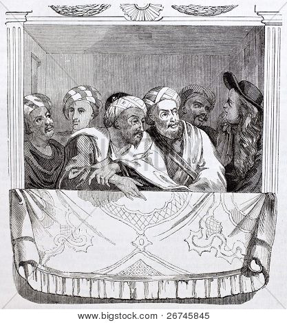 Marockým velvyslancem a jeho důstojník ve Versailles divadlo krabice. Po rytí 1699 o neznámé au