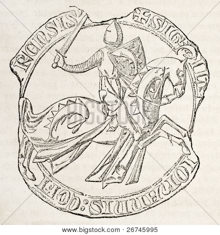 Equestrian segl af Jean optælling af Forez. Af uidentificerede forfatteren, udgivet på L'Illustration, Journ