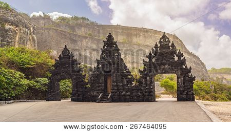 Traditional Hindu Gate To Enter To Melasti Beach In Bali, Indonesia