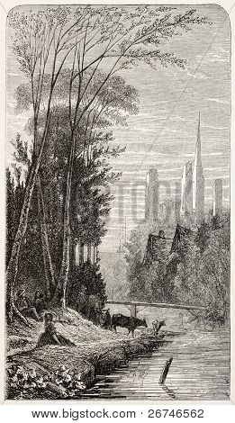 Norman sahne. L'Illustration, Journal Universel, Paris, 1858 Yayınlanan Huet tarafından oluşturulmuş