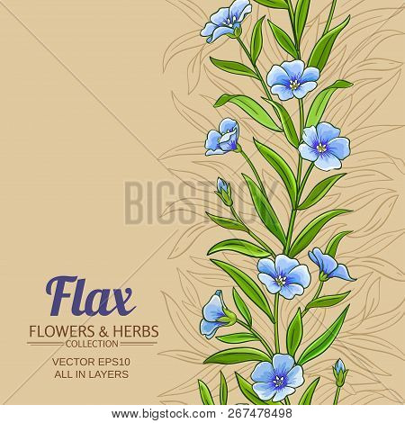 Flax Plant Vector Pattern On Color Background