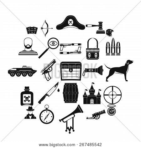 Handgun Icons Set. Simple Set Of 25 Handgun Vector Icons For Web Isolated On White Background