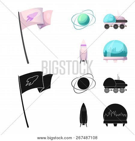 Isolated Object Of Mars And Space Sign. Set Of Mars And Planet Vector Icon For Stock.