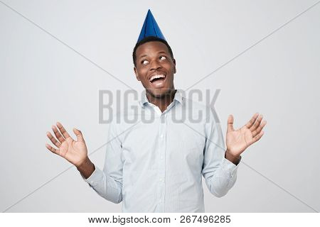 Cheerful Celebrating African Boy Enjoying Successful Party