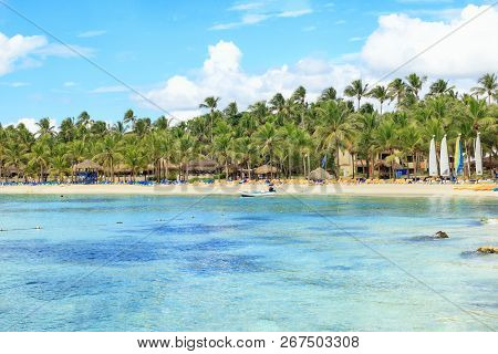 Sunny Panorama Of Dominicus Beach At Bayahibe, Dominican Republic