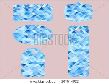 Label Tag Stitch Set White Vector Isolated