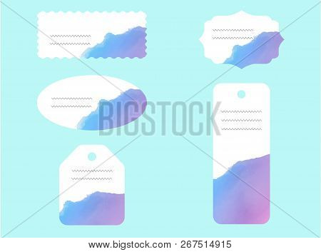 Label Tag Stitch Set Colorful Vector Isolated