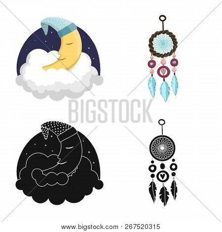 Vector Design Of Dreams And Night Logo. Set Of Dreams And Bedroom Stock Vector Illustration.
