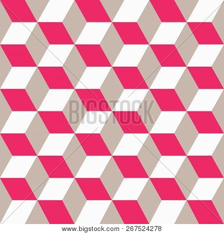 Seamless Pattern Of Colored Cubes. Endless Multicolored Cubic Background. Cube Pattern. Cube Vector.