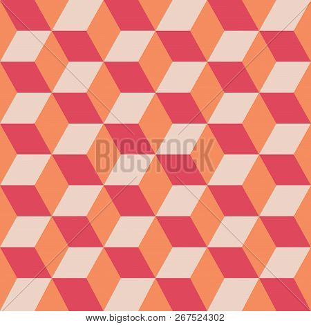 Seamless Pattern Of Colored Cubes. Endless Multicolored Cubic Background. Cube Pattern. Cube Vector.