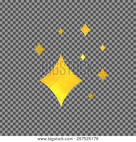 Vector Shine Golden Symbol, Isolated On Transparent Background Design Elemet, Comics Effect.